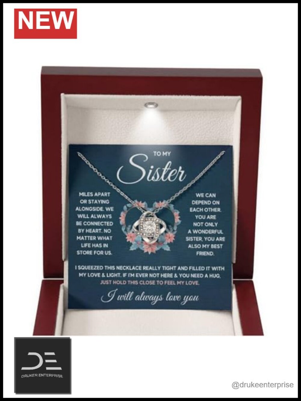 14K White Gold Plated Sister Necklace - Cubic Zirconia Circle Pendant Stainless